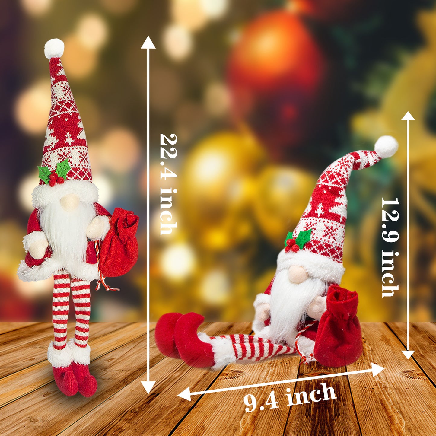 Christmas Gnomes Plush with Beard, Figurine Nordic Plush Elf Doll Gnome Ornaments, Christmas Decoration Gift