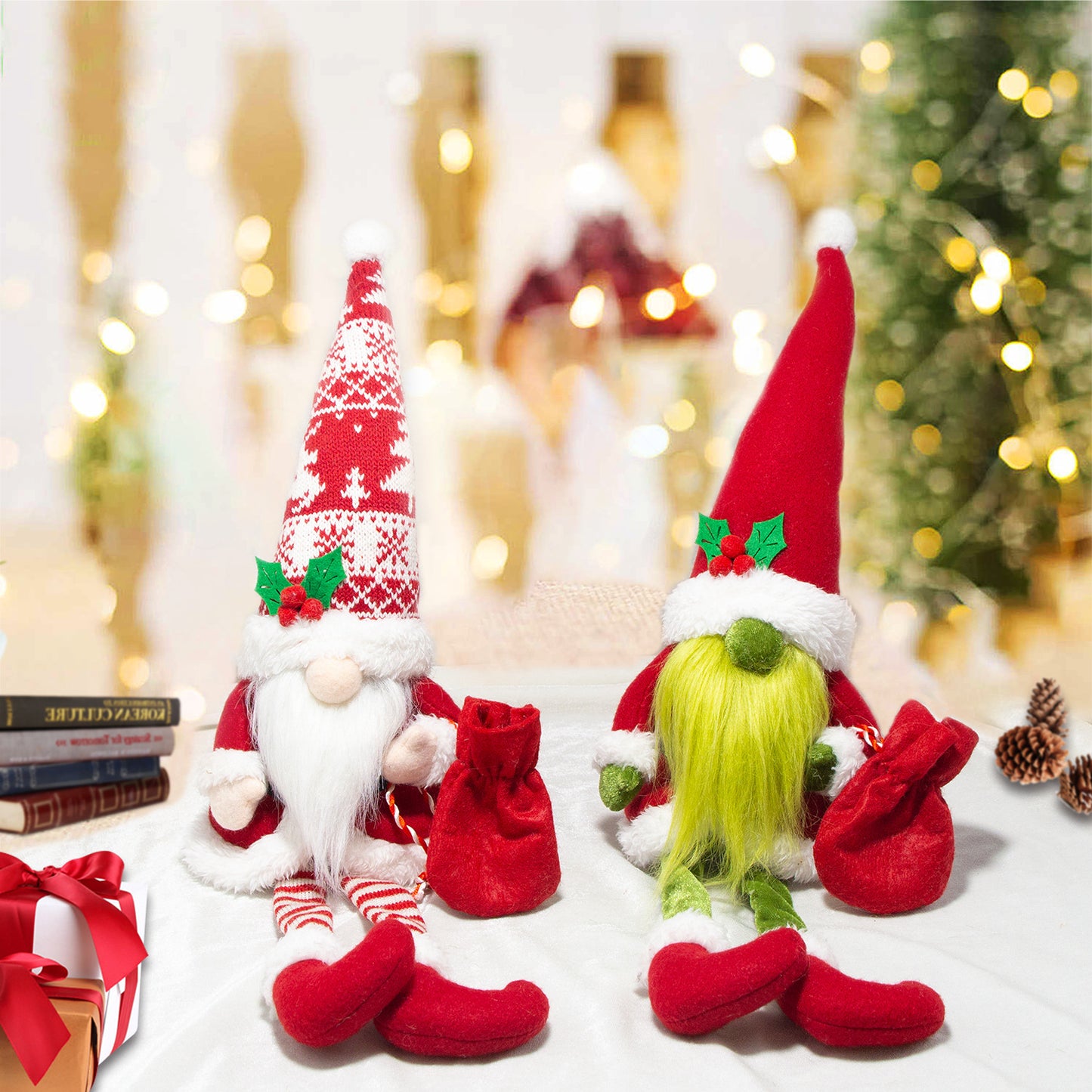 Christmas Gnomes Plush with Beard, Figurine Nordic Plush Elf Doll Gnome Ornaments, Christmas Decoration Gift