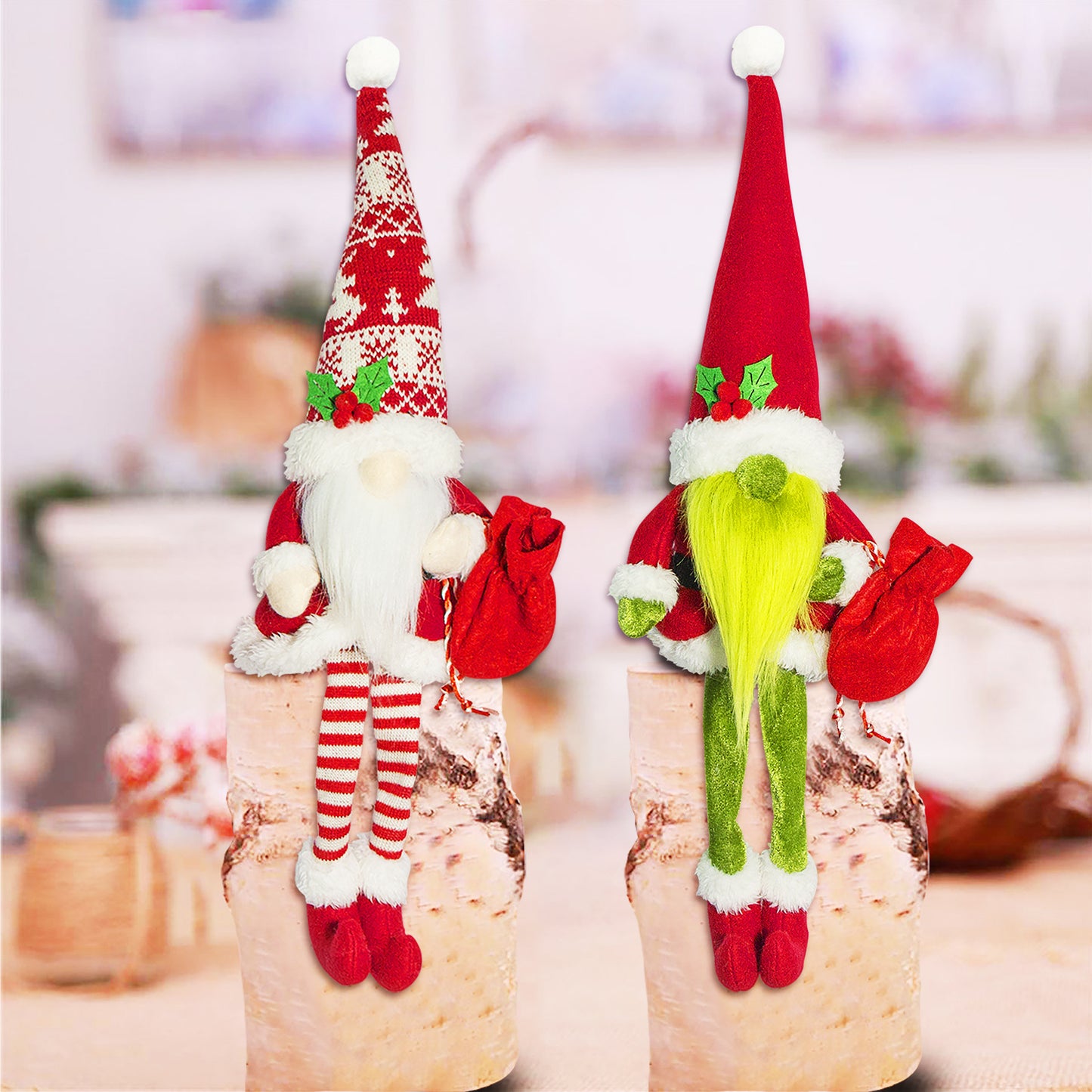 Christmas Gnomes Plush with Beard, Figurine Nordic Plush Elf Doll Gnome Ornaments, Christmas Decoration Gift