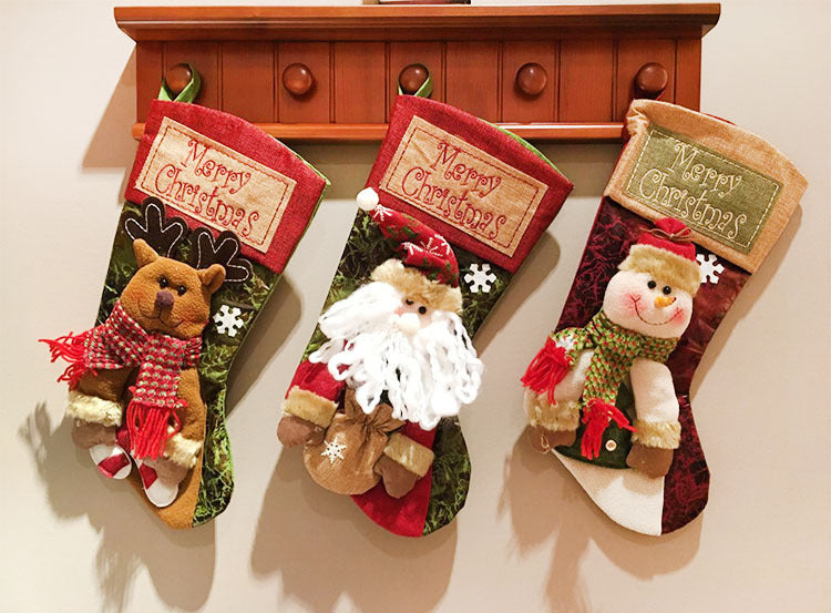 Christmas Stocking, Xmas Stockings Santa, Snowman, Reindeer, Christmas Party Decorations