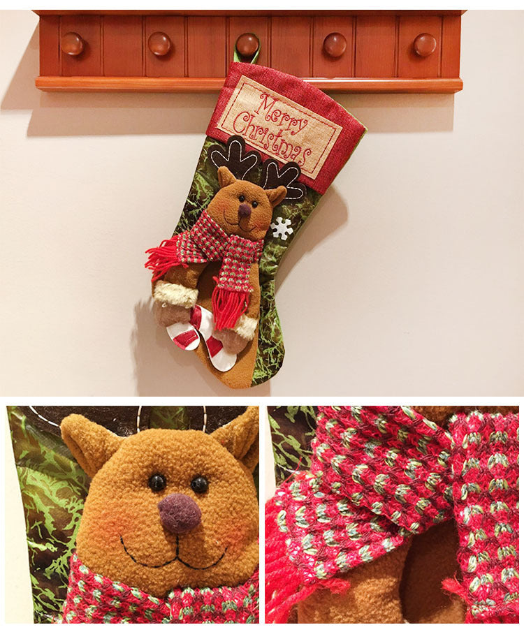 Christmas Stocking, Xmas Stockings Santa, Snowman, Reindeer, Christmas Party Decorations