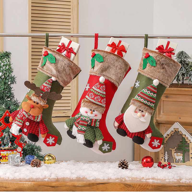 Christmas Stocking, Xmas Stockings Santa, Snowman, Reindeer, Christmas Party Decorations