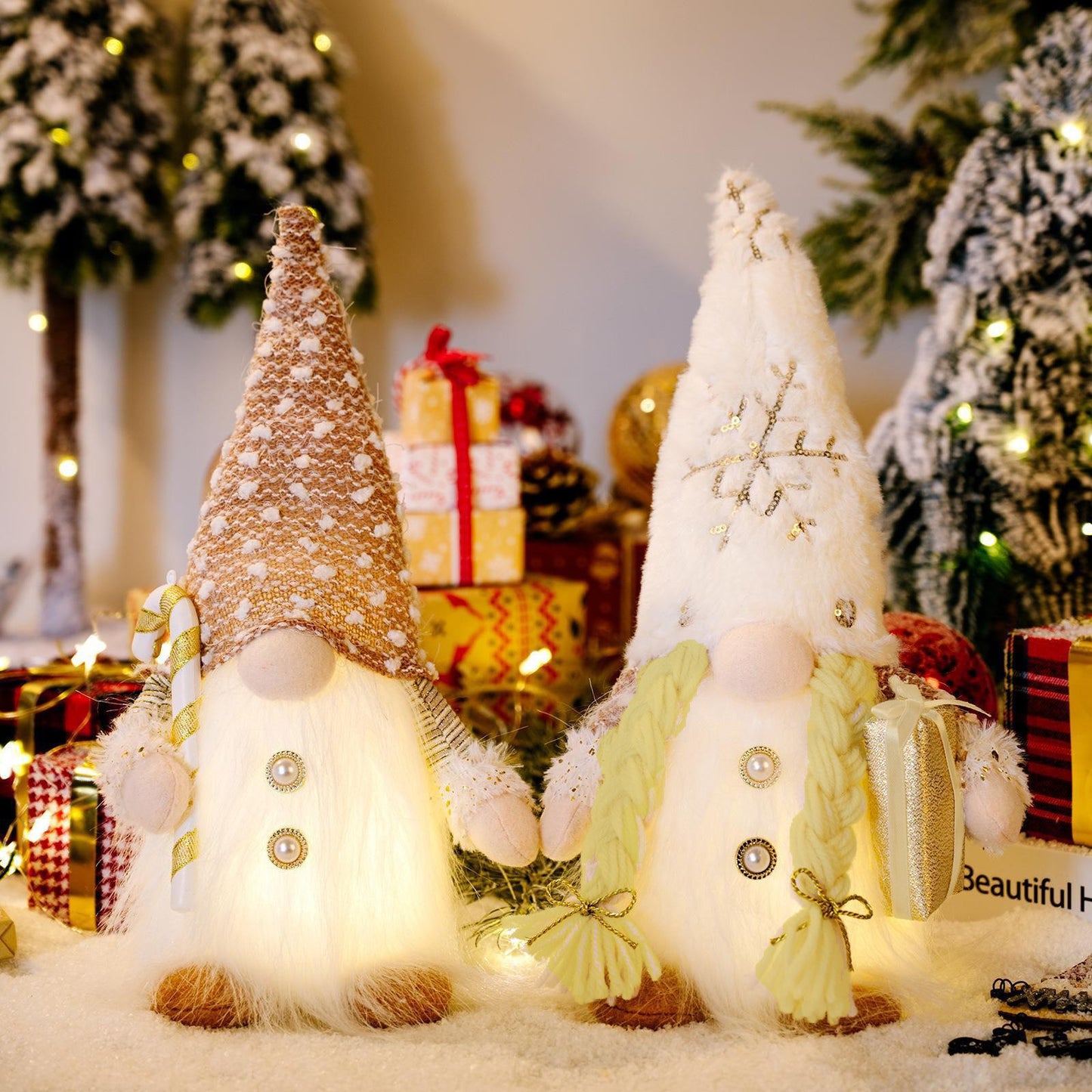 Christmas Gnomes Plush with Beard, Figurine Nordic Plush Elf Doll Gnome Ornaments, Christmas Decoration Gift 2Pack