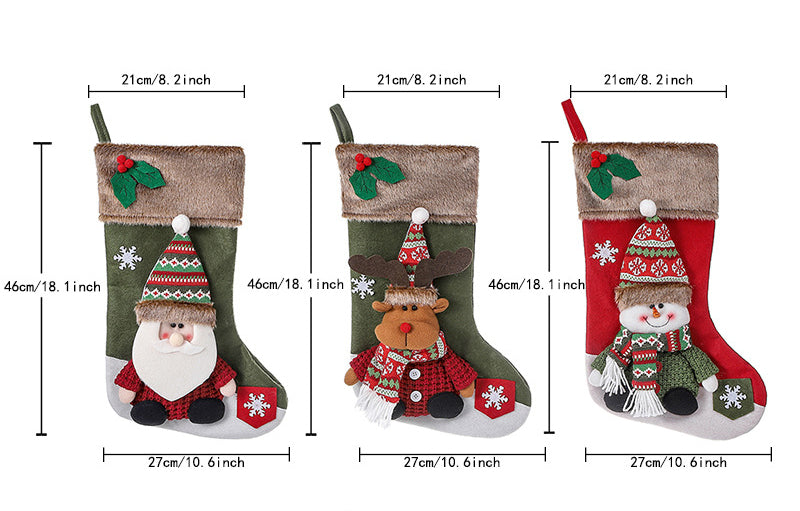 Christmas Stocking, Xmas Stockings Santa, Snowman, Reindeer, Christmas Party Decorations
