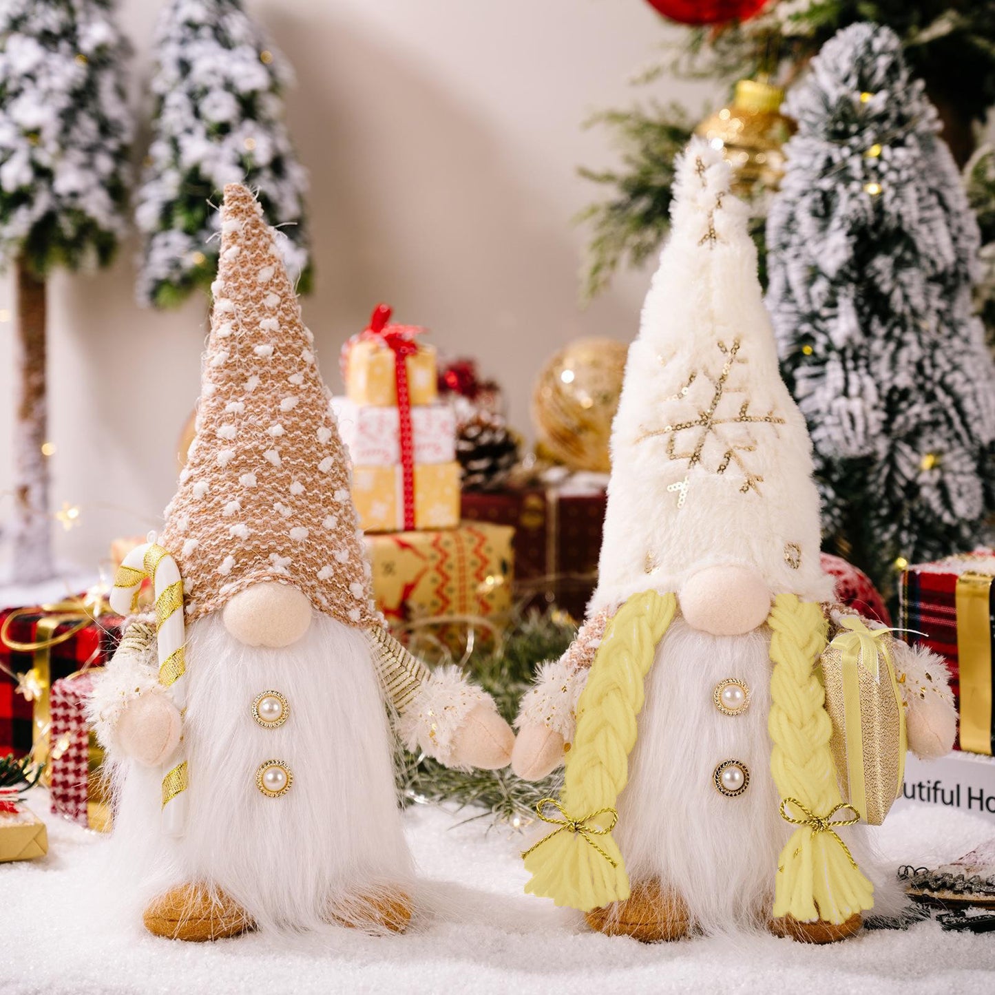 Christmas Gnomes Plush with Beard, Figurine Nordic Plush Elf Doll Gnome Ornaments, Christmas Decoration Gift 2Pack