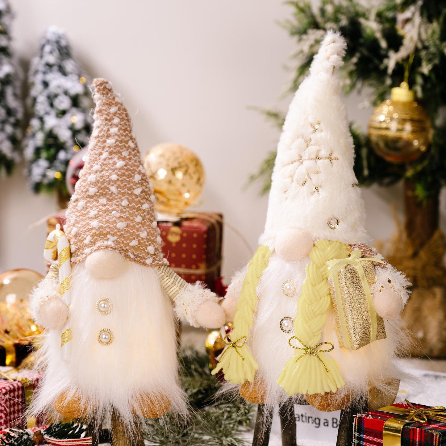 Christmas Gnomes Plush with Beard, Figurine Nordic Plush Elf Doll Gnome Ornaments, Christmas Decoration Gift 2Pack