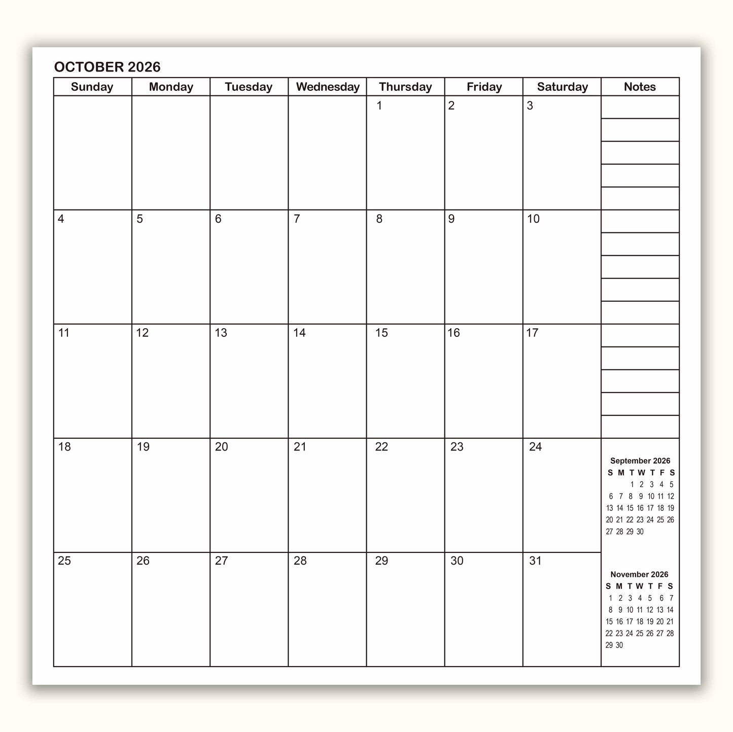Jul - Dec 2026 Weekly & Monthly Calendar Refills, Travelers Notebook Inserts