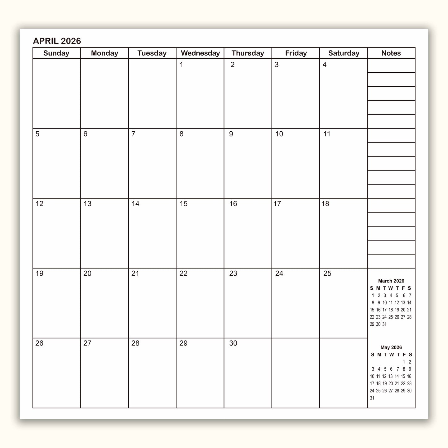Jan - Jun 2026 Weekly & Monthly Calendar Refills, Travelers Notebook Inserts