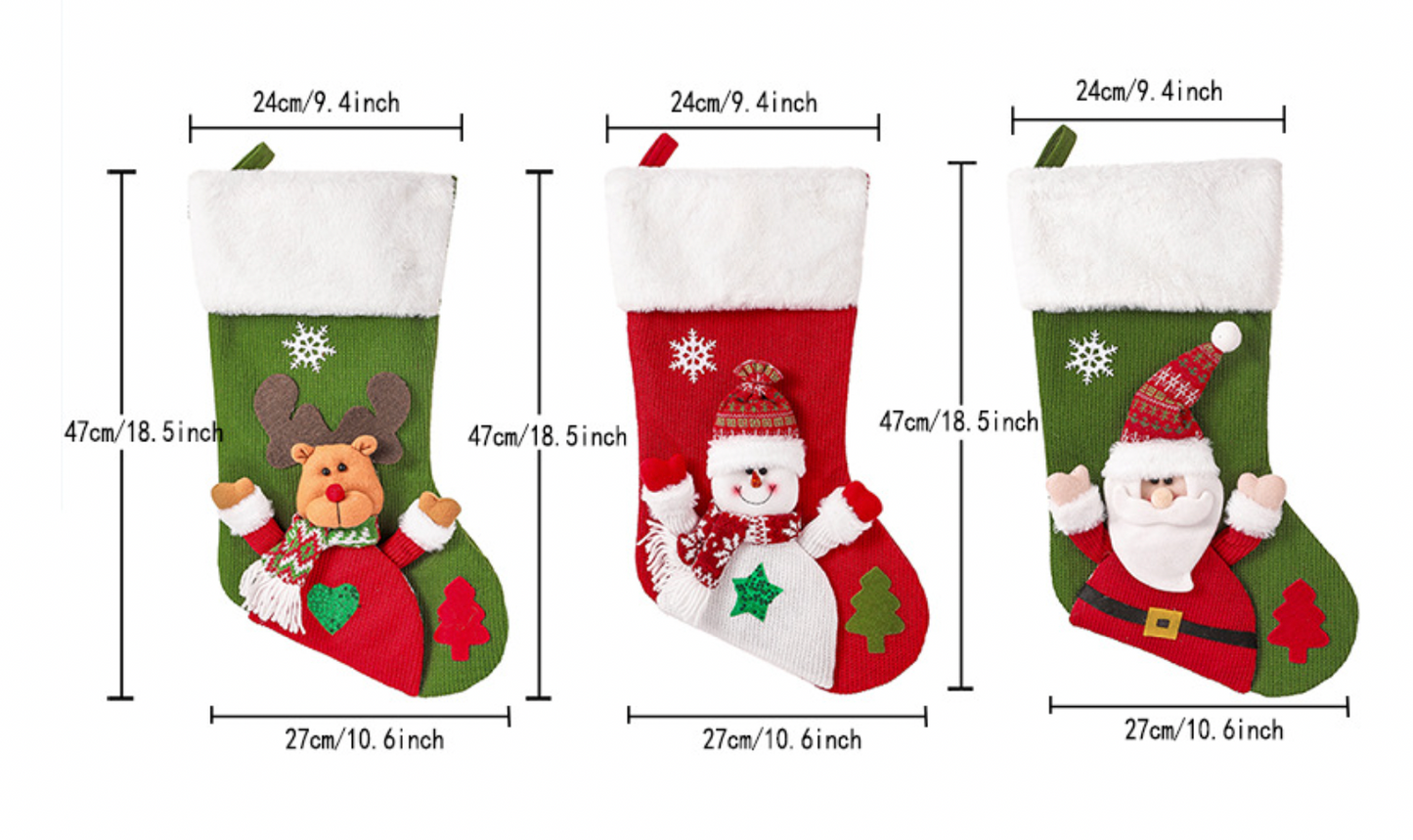 Christmas Stocking, Xmas Stockings Santa, Snowman, Reindeer, Christmas Party Decorations