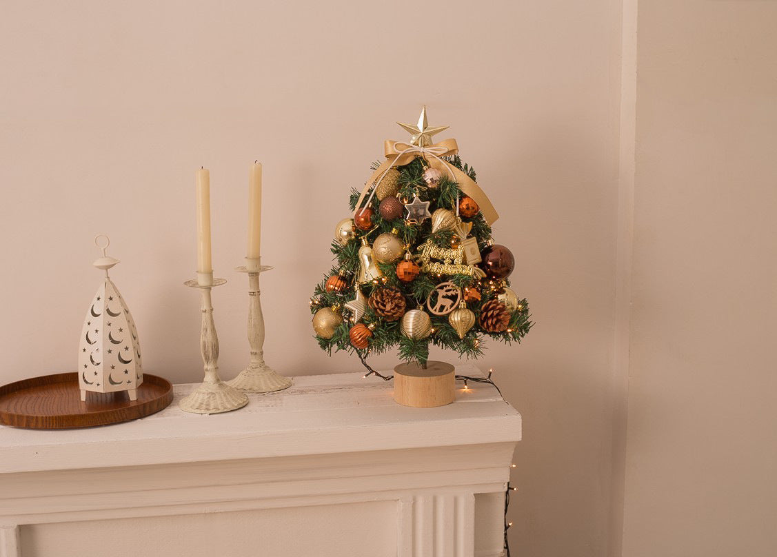 Tabletop Mini Christmas Tree with LED Light, Hanging Ornaments for Christmas Decorations, Perfect Gift, 12 x 18 inch