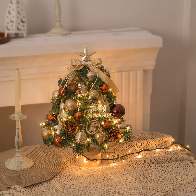 Tabletop Mini Christmas Tree with LED Light, Hanging Ornaments for Christmas Decorations, Perfect Gift, 12 x 18 inch