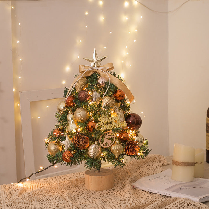 Tabletop Mini Christmas Tree with LED Light, Hanging Ornaments for Christmas Decorations, Perfect Gift, 12 x 18 inch