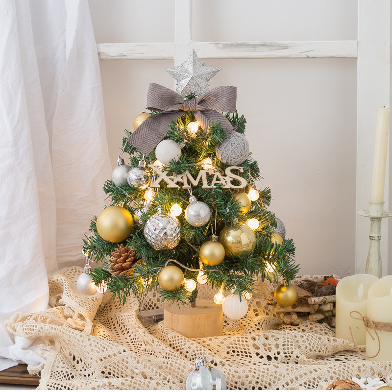 Tabletop Mini Christmas Tree with LED Light, Hanging Ornaments for Christmas Decorations, Perfect Gift, 12 x 18 inch