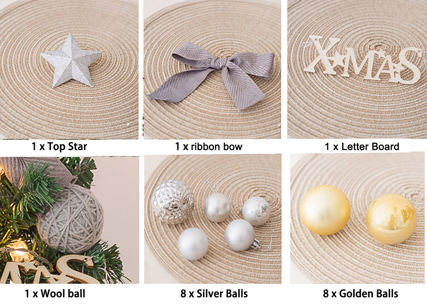 Tabletop Mini Christmas Tree with LED Light, Hanging Ornaments for Christmas Decorations, Perfect Gift, 12 x 18 inch