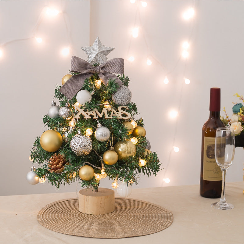 Tabletop Mini Christmas Tree with LED Light, Hanging Ornaments for Christmas Decorations, Perfect Gift, 12 x 18 inch