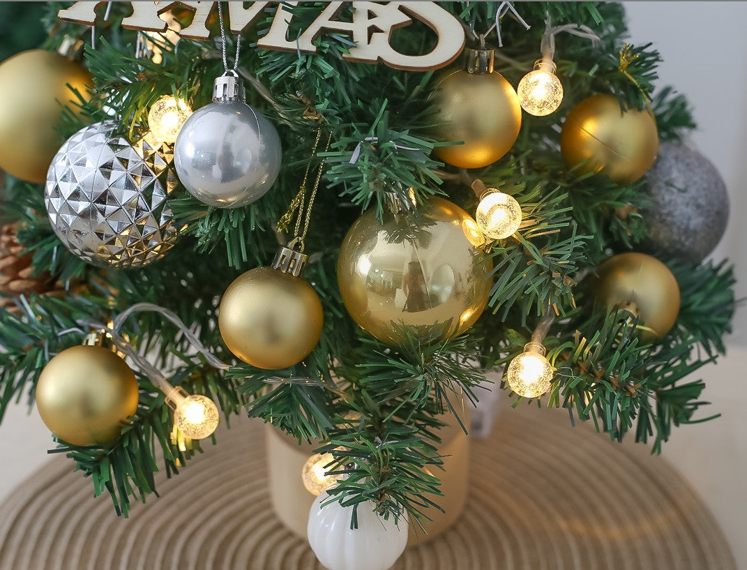 Tabletop Mini Christmas Tree with LED Light, Hanging Ornaments for Christmas Decorations, Perfect Gift, 12 x 18 inch