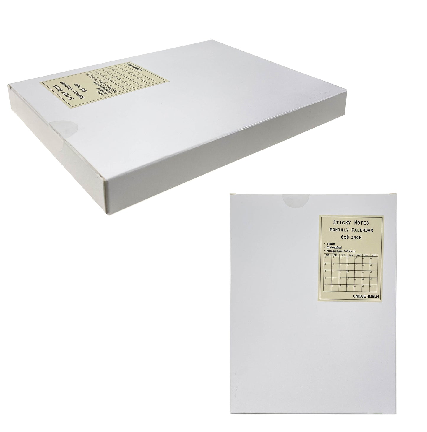 Calendar Sticky Notes, Large Sticky Note Pad, 8pads/160sheets, 6x8 inch