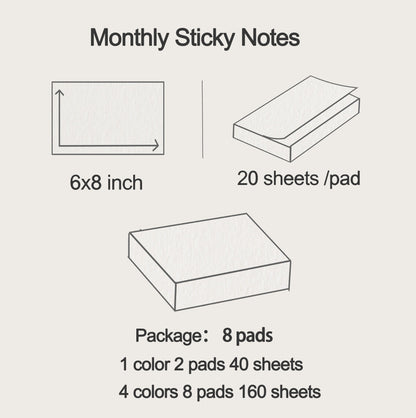 Large Sticky Notes 6x8, Post it Notes, Noted Sticky Notes, Calendar Pad, Strong Adhesive, 8 Pads/160 Sheets