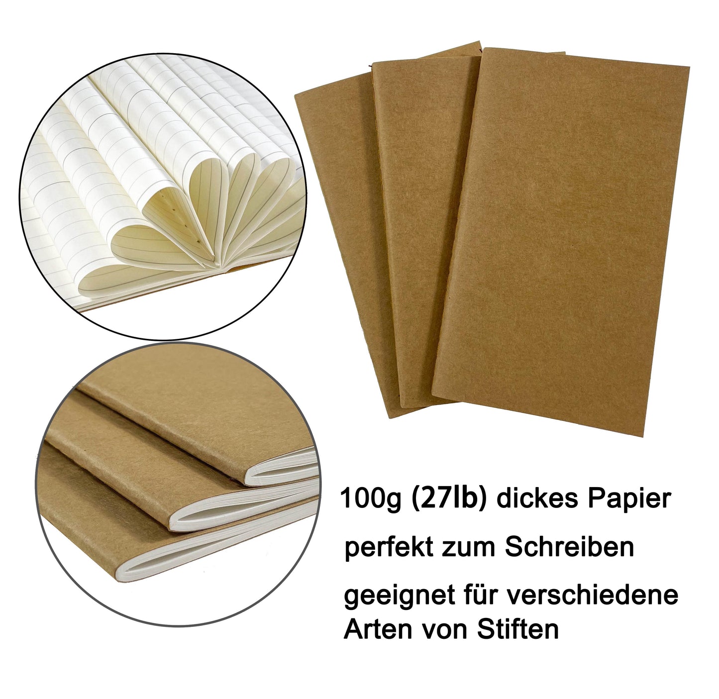 3pcs Travelers Notebook Inserts, Jan 2025 - Jun 2026, Kalender & Wochenplaner (Deutsch)