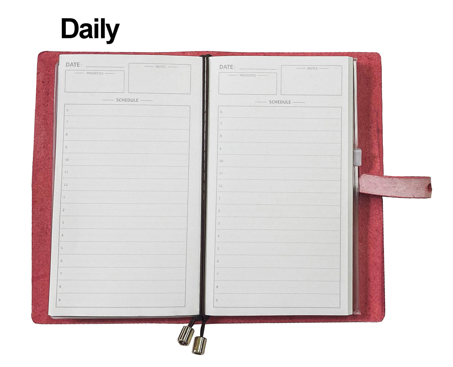 Leather Planner 2024, Weekly & Monthly Calendar & Daily Agenda Schedule Appointment Book, Pink 7 "x 4.3 "