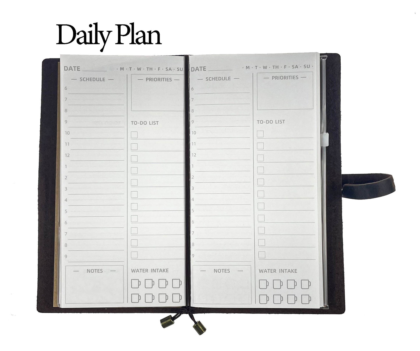 Leather Planner 2024, Weekly & Monthly Calendar & Daily Agenda Schedule Appointment Book, Regular Size 8.6"x 4.7 "