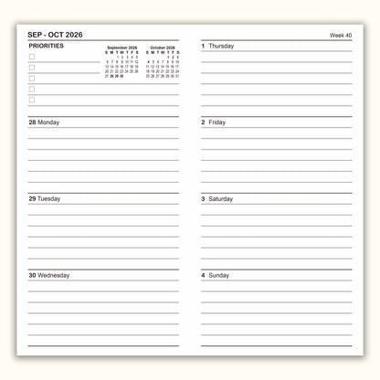 Jul - Dec 2026 Weekly & Monthly Calendar Refills, Travelers Notebook Inserts