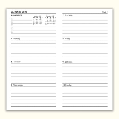 Jan - Jun 2027 Weekly & Monthly Calendar Refills, Travelers Notebook Inserts