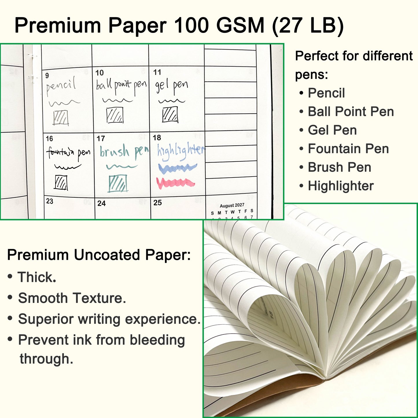 Jan - Jun 2027 Weekly & Monthly Calendar Refills, Travelers Notebook Inserts