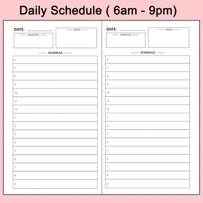 3pcs Travelers Notebook Inserts Daily Planner Refills, A6, 4.1 × 5.8