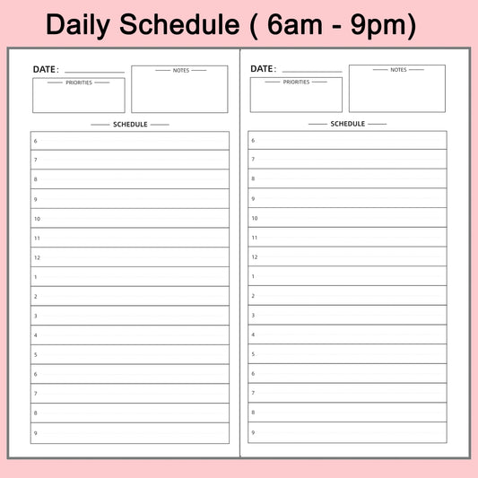 3pcs Travelers Notebook Inserts Daily Planner Refills, A6, 4.1 × 5.8