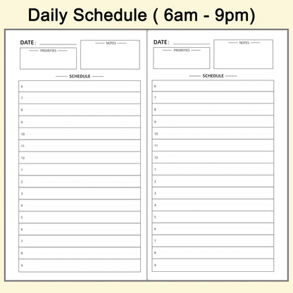 3pcs Travelers Notebook Inserts Daily Planner Refills, B6, 4.9 × 6.9