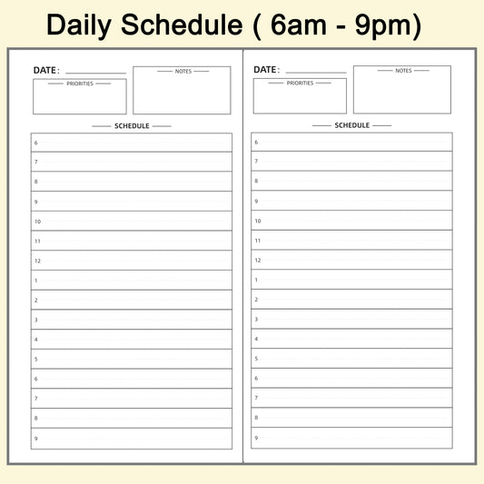 3pcs Travelers Notebook Inserts Daily Planner Refills, B6, 4.9 × 6.9