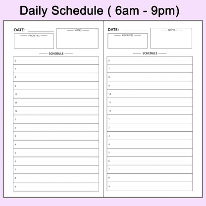 3pcs Travelers Notebook Inserts Daily Planner Refills, B6 Slim, 4.3 x 6.9