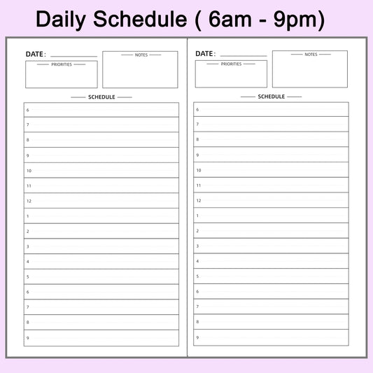 3pcs Travelers Notebook Inserts Daily Planner Refills, B6 Slim, 4.3 x 6.9