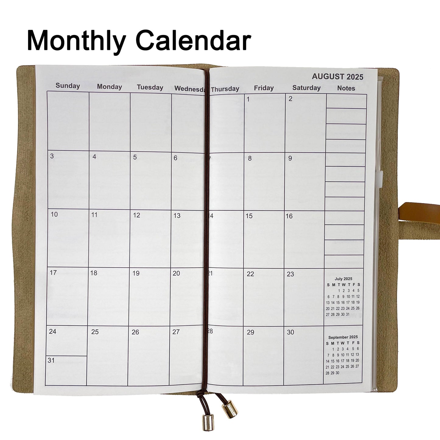 Planner 2024 2025, Weekly and Monthly Calendar, Daily Planner with Hourly Schedule, Regular Travelers Notebook 8.7 x 4.7