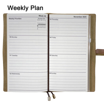 Planner 2024 2025, Weekly and Monthly Calendar, Daily Planner with Hourly Schedule, Regular Travelers Notebook 8.7 x 4.7