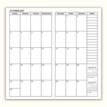 Jul - Dec 2027 Weekly & Monthly Calendar Refills, Travelers Notebook Inserts