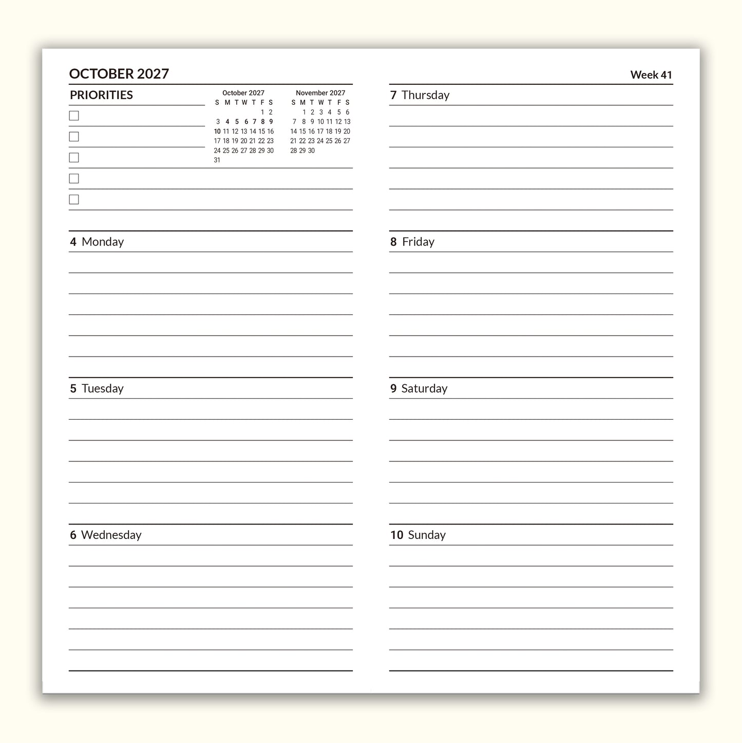 Jul - Dec 2027 Weekly & Monthly Calendar Refills, Travelers Notebook Inserts