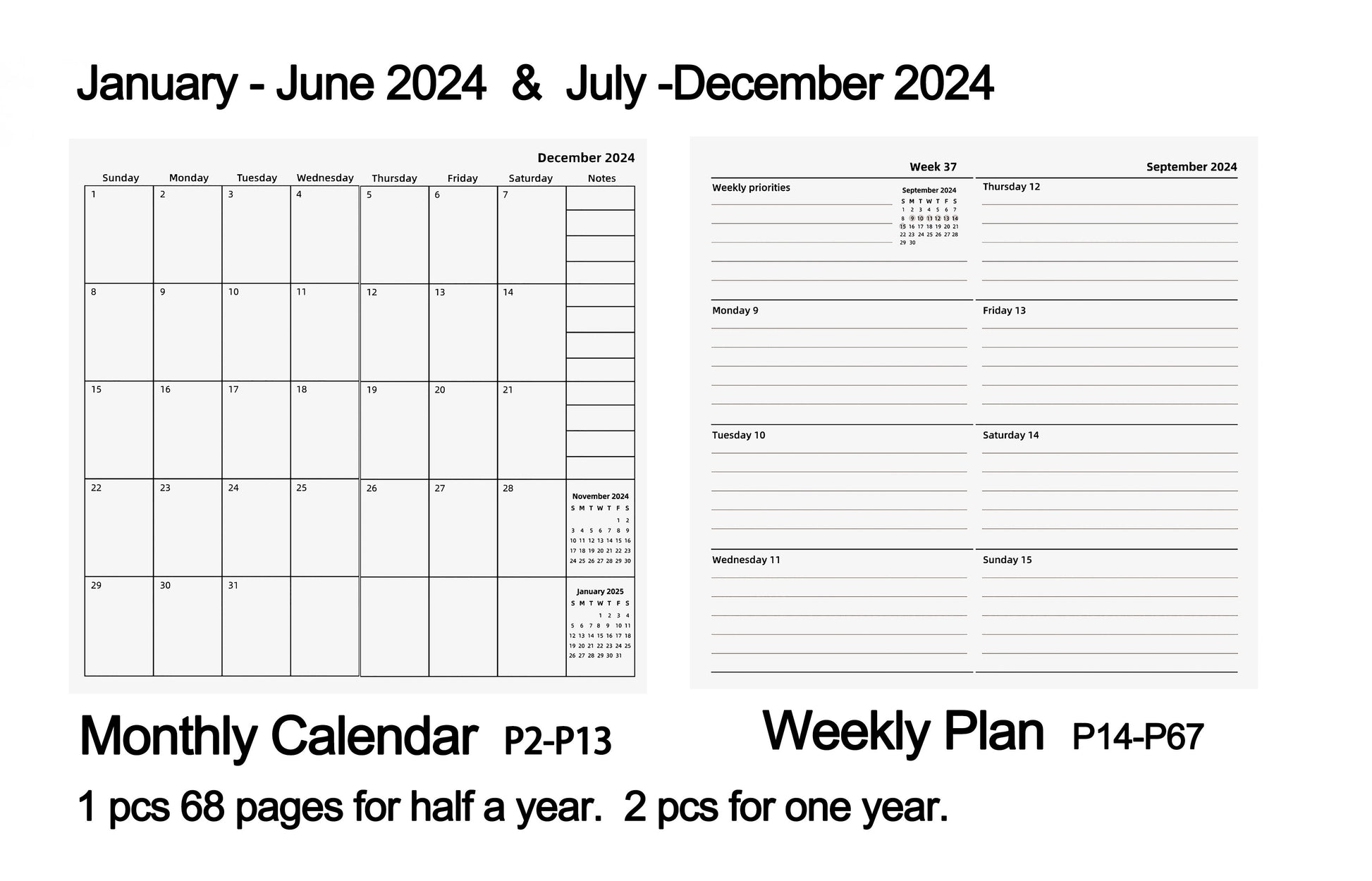2023 Planner Refill, Monthly, Weekly, Daily