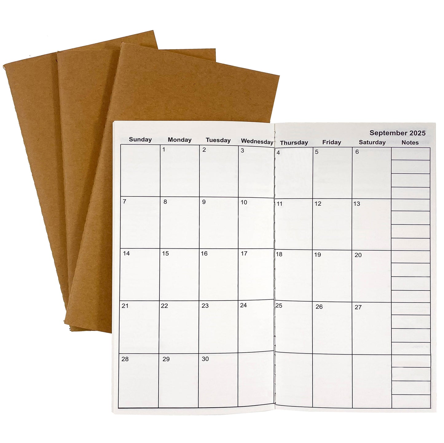 4pcs Travelers Notebook Inserts Jan 2025 - Dec 2026, Weekly & Monthly Calendar Refills, Personal 3.75 x 6.75