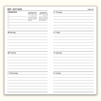 Jul - Dec 2025 Weekly & Monthly Calendar Refills, Travelers Notebook Inserts