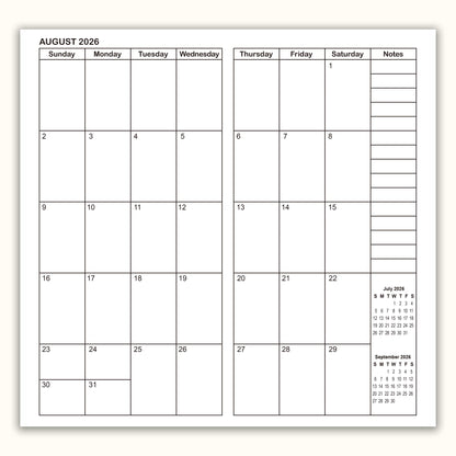 Jan 2026 - Dec 2027 Monthly Refills, Travelers Notebook Inserts, Monthly Calendar & Important Dates & Dotted & Line