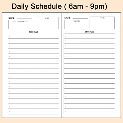 3pcs Travelers Notebook Inserts Daily Planner Refills, Passport 3.5 x 4.8