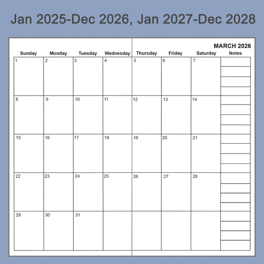 2pcs Travelers Notebook Inserts, Jan 2025 - Dec 2028, Monthly Calendar Refills, Pocket 3.5 x 5.5