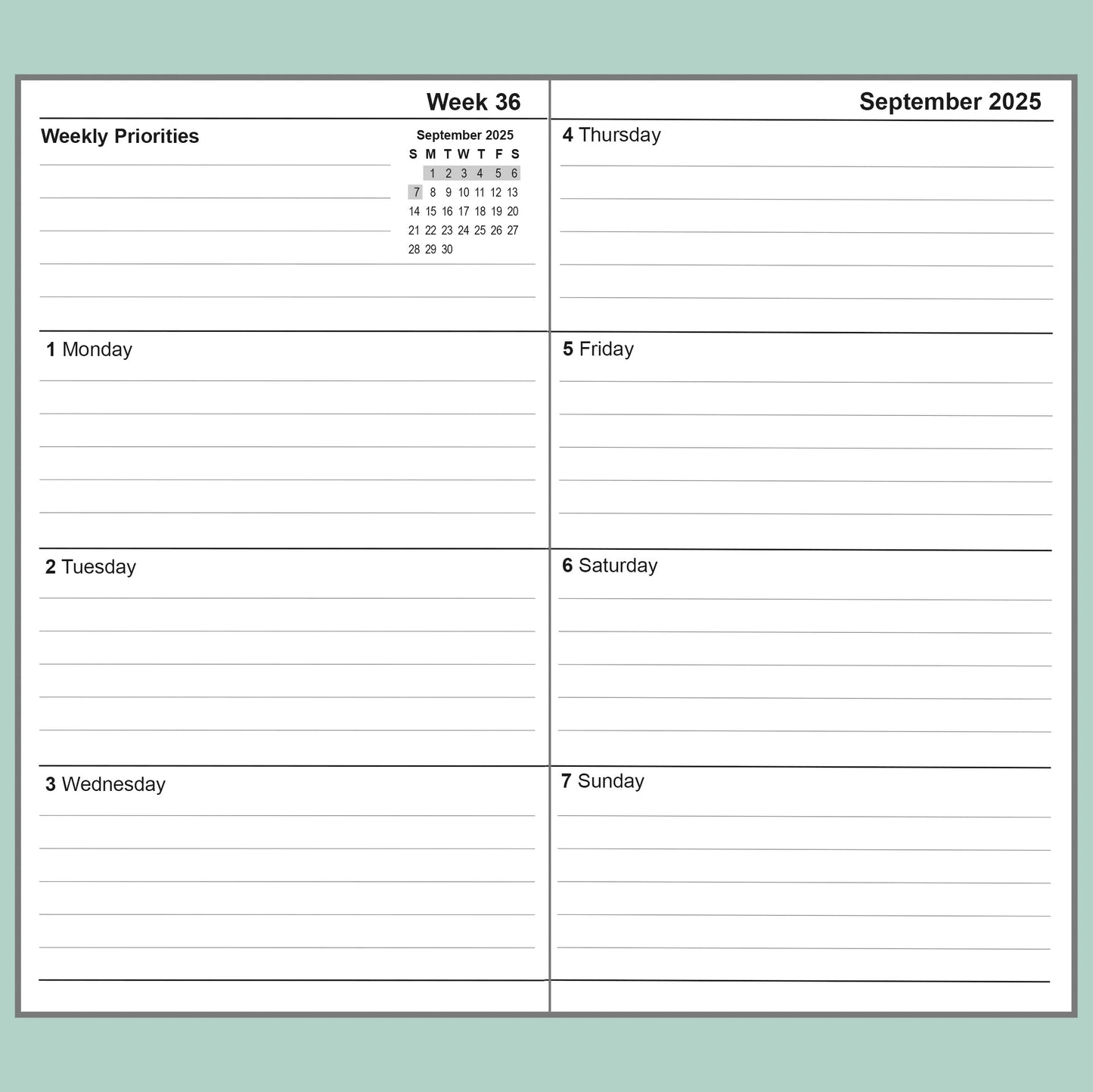 2pcs Travelers Notebook Inserts Jan - Dec 2025, Weekly & Monthly Calendar Refills, Passport 3.5 x 4.8