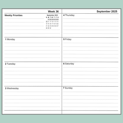 2pcs Travelers Notebook Inserts Jan - Dec 2025, Weekly & Monthly Calendar Refills, 6.5x3.75