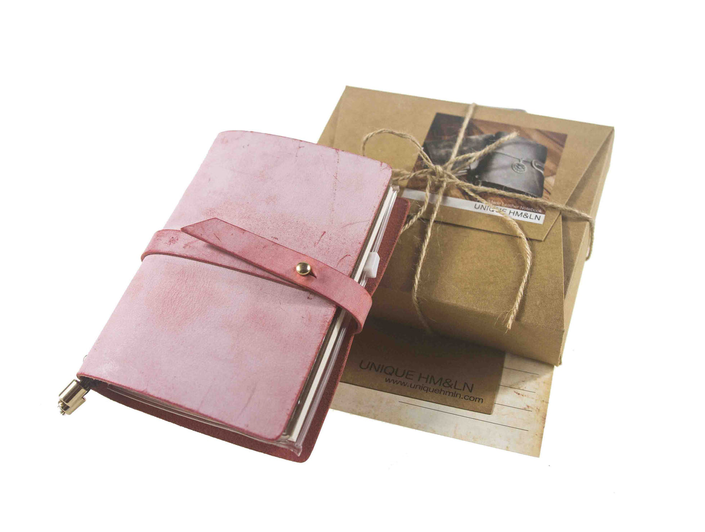 [Planner-Small] Leather Journal Planner Organizer - Academic Monthly Calendar & Weekly & Daily Pink