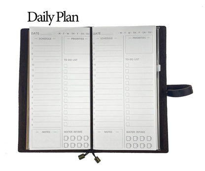 [Planner-Large]2023 Planner, Leather Notebook, Monthly Calendar Weekly Daily Hourly Schedule Brown