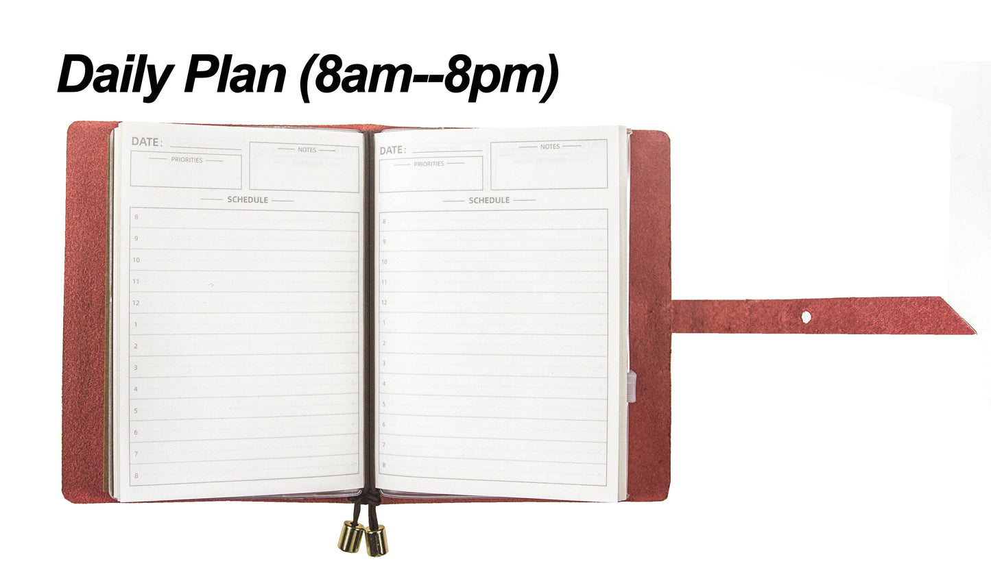 [Planner-Small] Leather Journal Planner Organizer - Academic Monthly Calendar & Weekly & Daily Pink